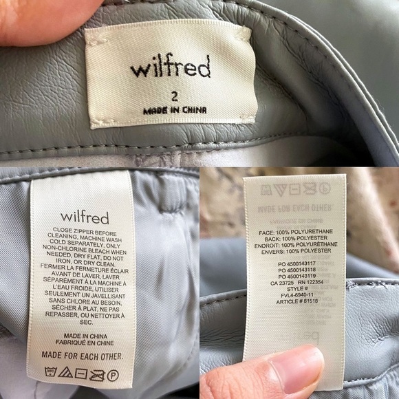 Aritzia Pant Melina High-Rise Straight-Leg Vegan-Leather Marble Grey 2 NWT - Picture 3 of 8